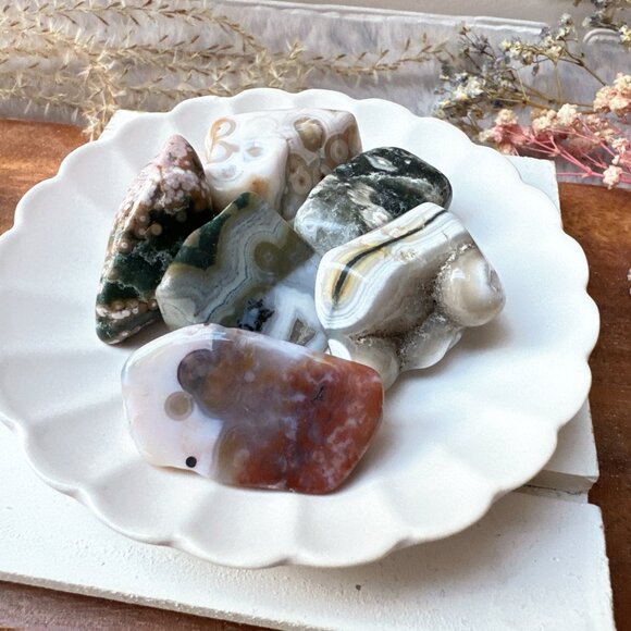 Set of 6 Ocean Jasper Tumbles - Picture 2 of 10